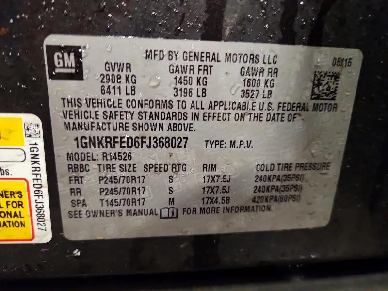 2015 CHEVROLET TRAVERSE LS  