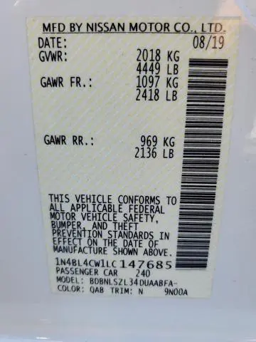 2020 NISSAN ALTIMA SR