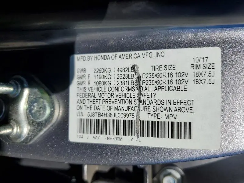 2018 ACURA RDX   