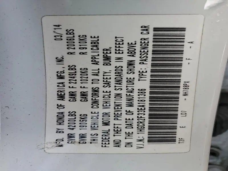 2014 HONDA ACCORD LX  