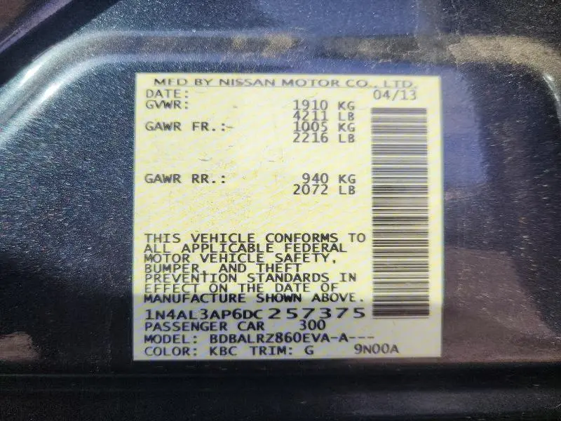 2013 NISSAN ALTIMA 2.5  