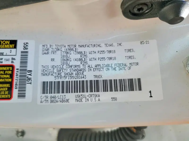 2021 TOYOTA TUNDRA SR  