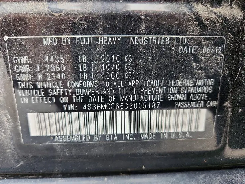 2013 SUBARU LEGACY 2.5I PREMIUM  