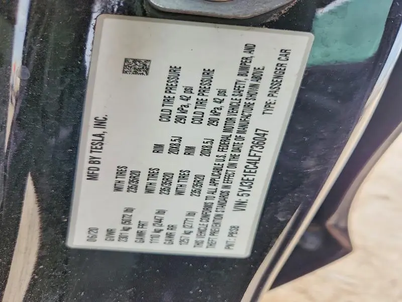 2020 TESLA MODEL 3   