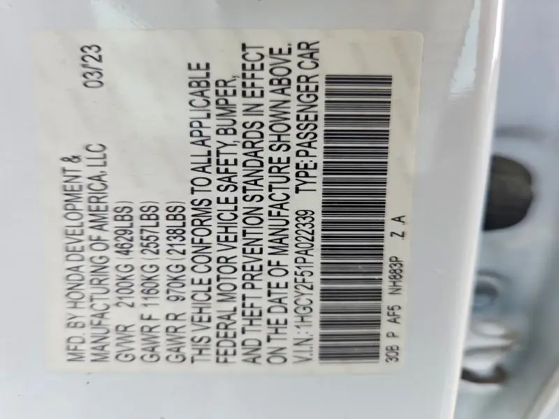 2023 HONDA ACCORD HYBRID SPORT  