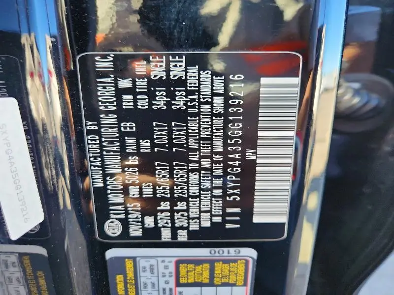 2016 KIA SORENTO L  
