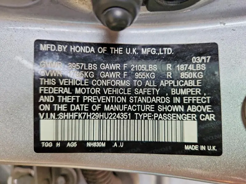 2017 HONDA CIVIC LX  