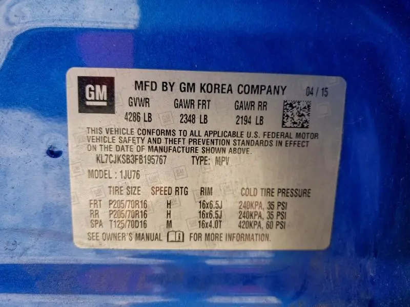 2015 CHEVROLET TRAX LS  