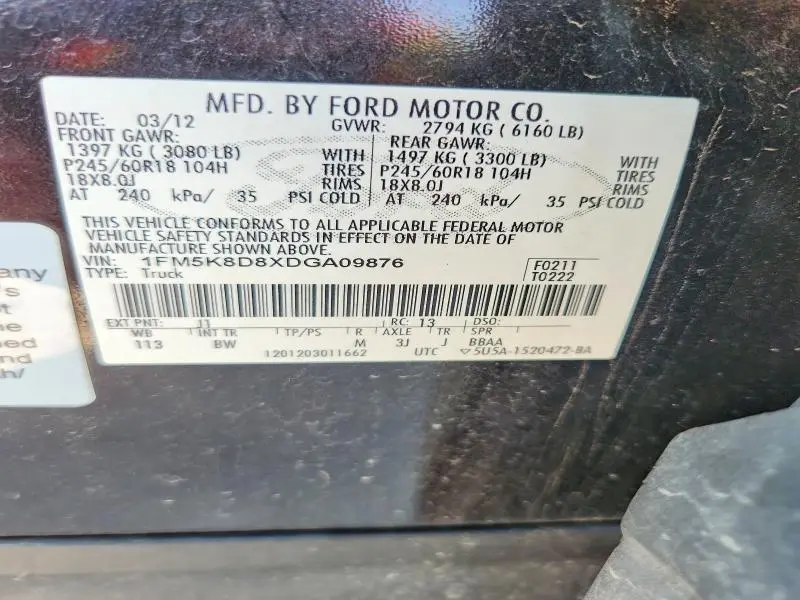 2013 FORD EXPLORER XLT  