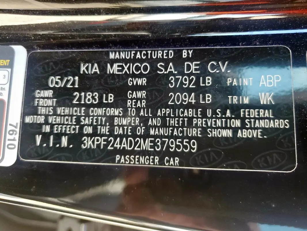 2021 KIA FORTE FE  