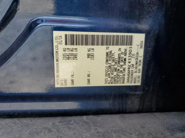 2016 NISSAN MAXIMA 3.5S  