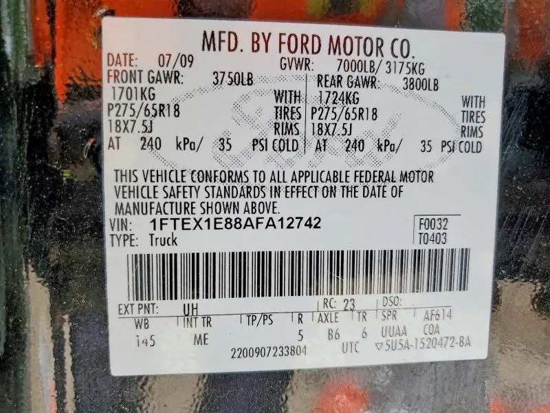 2010 FORD F150 SUPER CAB  
