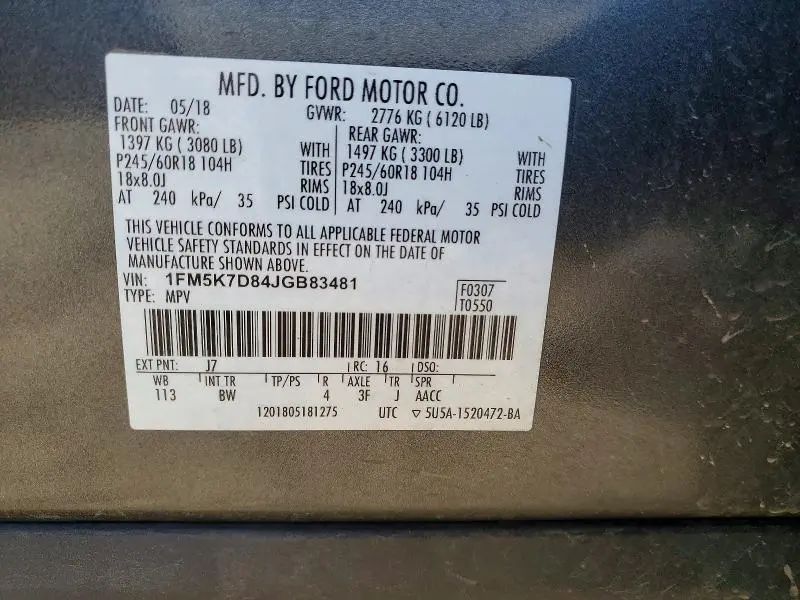 2018 FORD EXPLORER XLT  