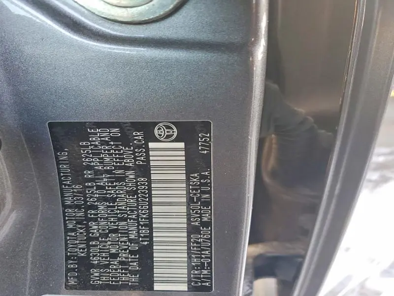 2016 TOYOTA CAMRY   