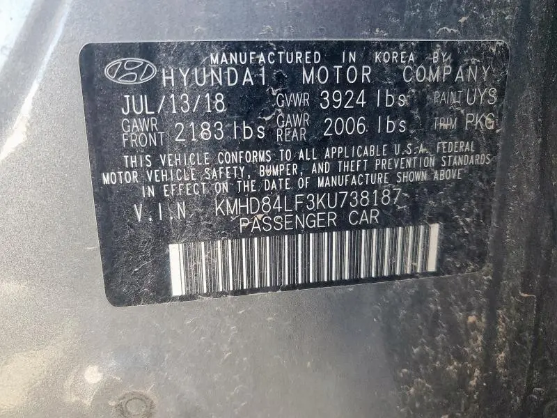 2019 HYUNDAI ELANTRA SEL  