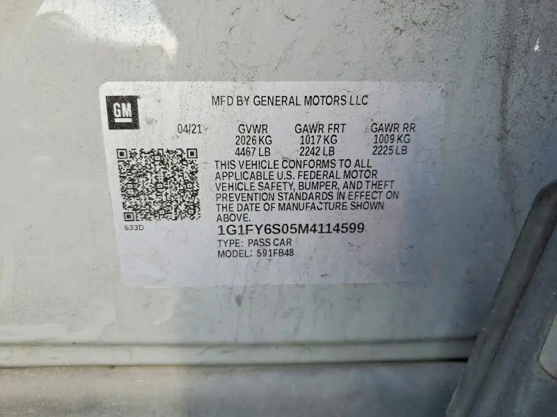 2021 CHEVROLET BOLT EV LT  