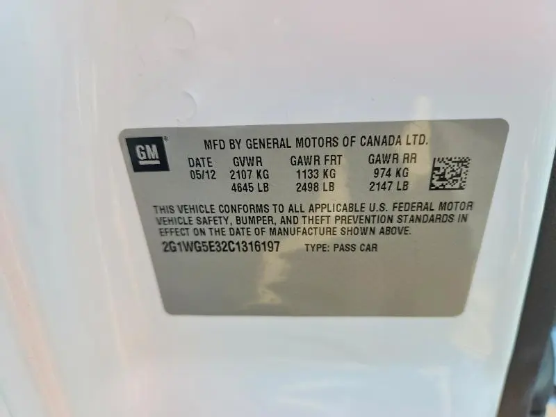 2012 CHEVROLET IMPALA LT  