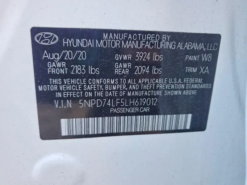 2020 HYUNDAI ELANTRA SE  