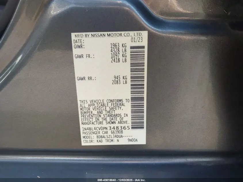 2023 NISSAN ALTIMA SR FWD