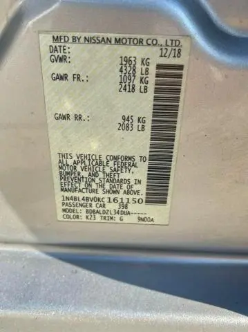 2019 NISSAN ALTIMA S  