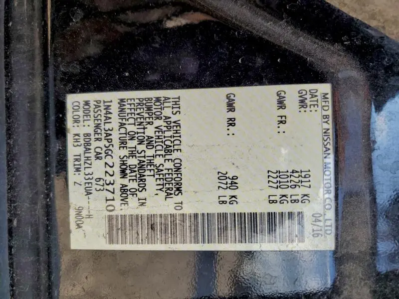 2016 NISSAN ALTIMA 2.5  