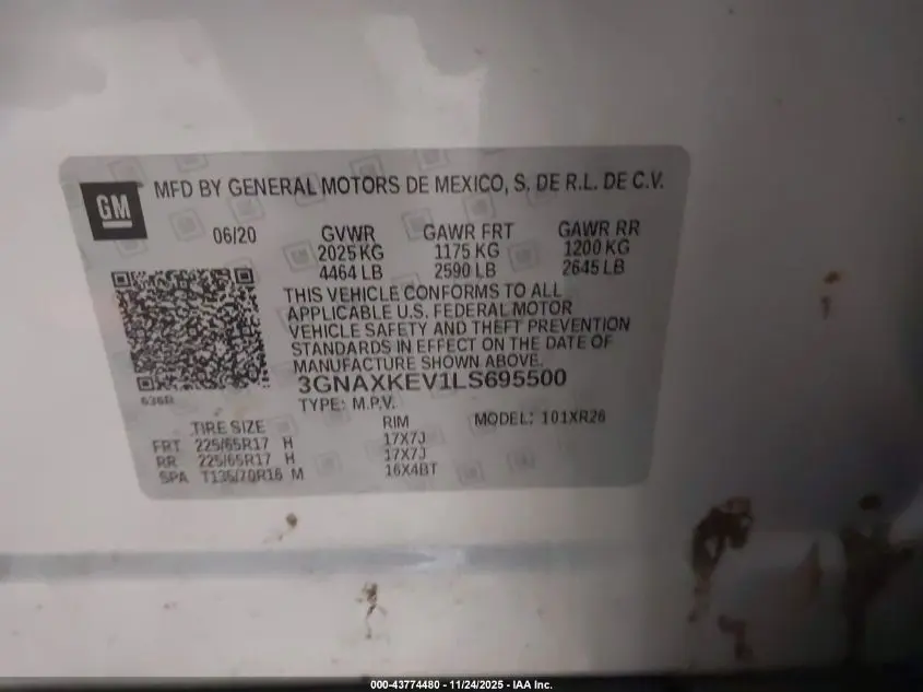 2020 CHEVROLET EQUINOX FWD LT 1.5L TURBO