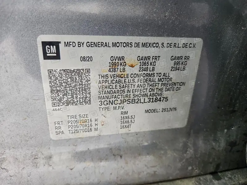 2020 CHEVROLET TRAX 1LT  