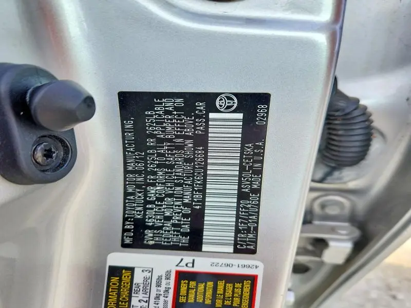 2012 TOYOTA CAMRY SE  