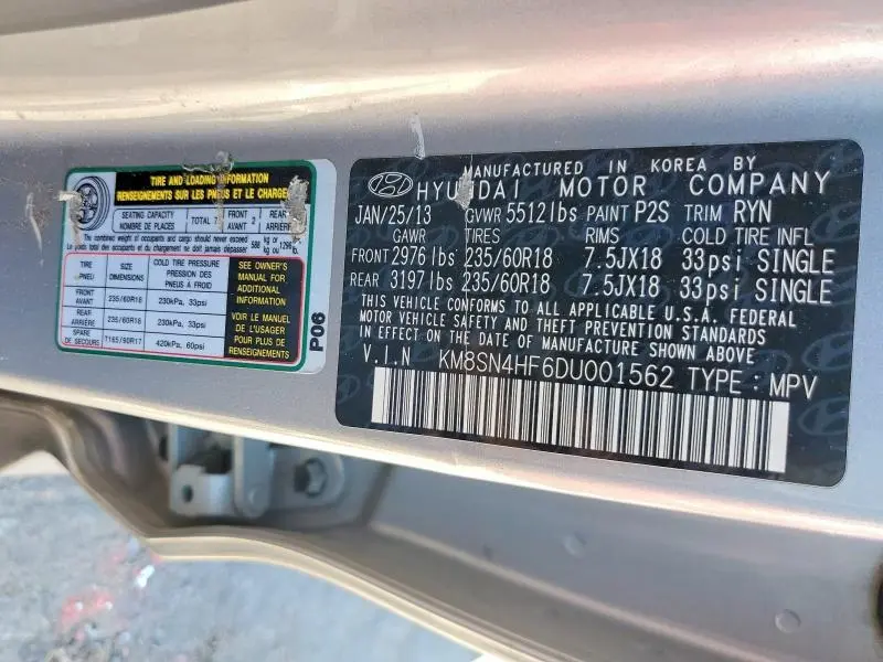2013 HYUNDAI SANTA FE GLS  