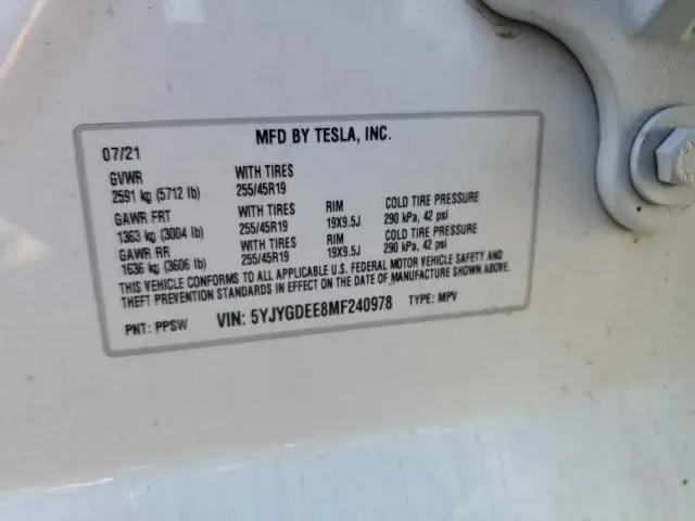 2021 TESLA MODEL Y   