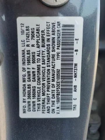2012 HONDA CIVIC LX  
