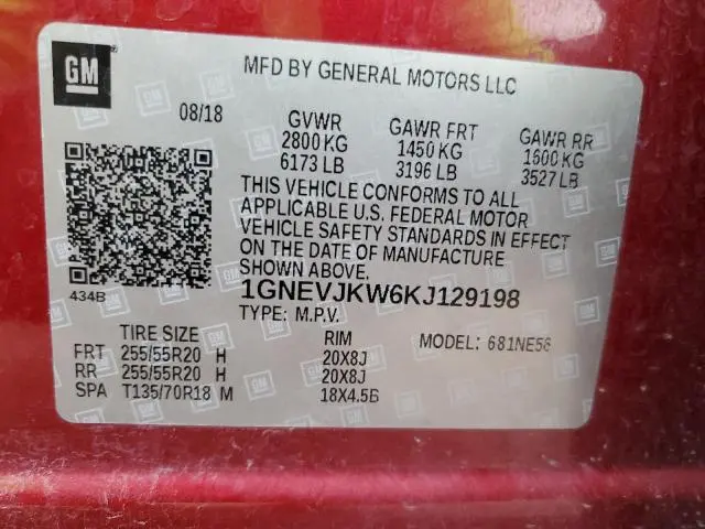 2019 CHEVROLET TRAVERSE HIGH COUNTRY  