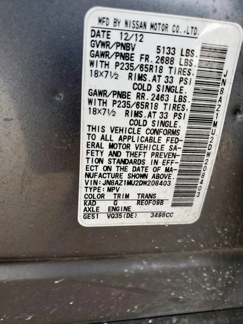 2013 NISSAN MURANO S  