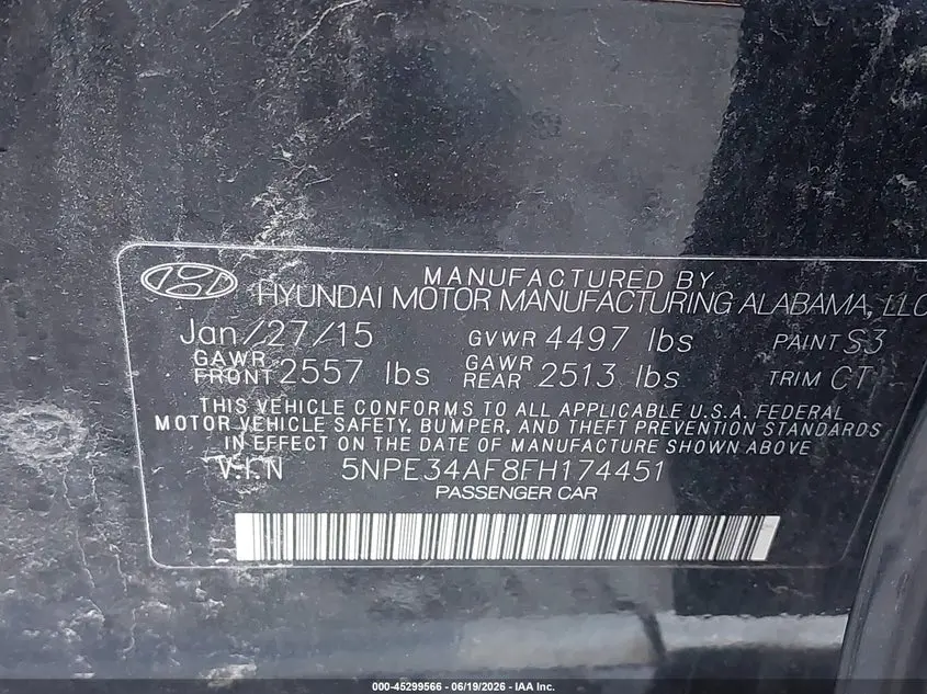 2015 HYUNDAI SONATA LIMITED