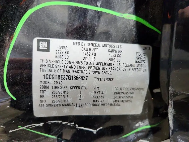 2016 CHEVROLET COLORADO   