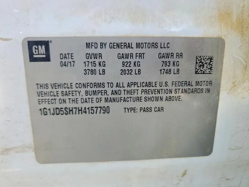 2017 CHEVROLET SONIC LT  