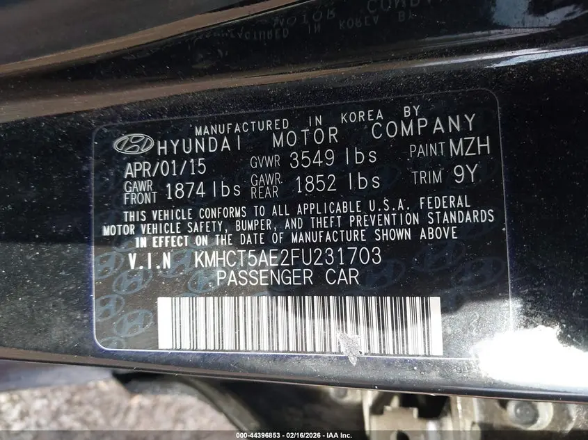 2015 HYUNDAI ACCENT GS