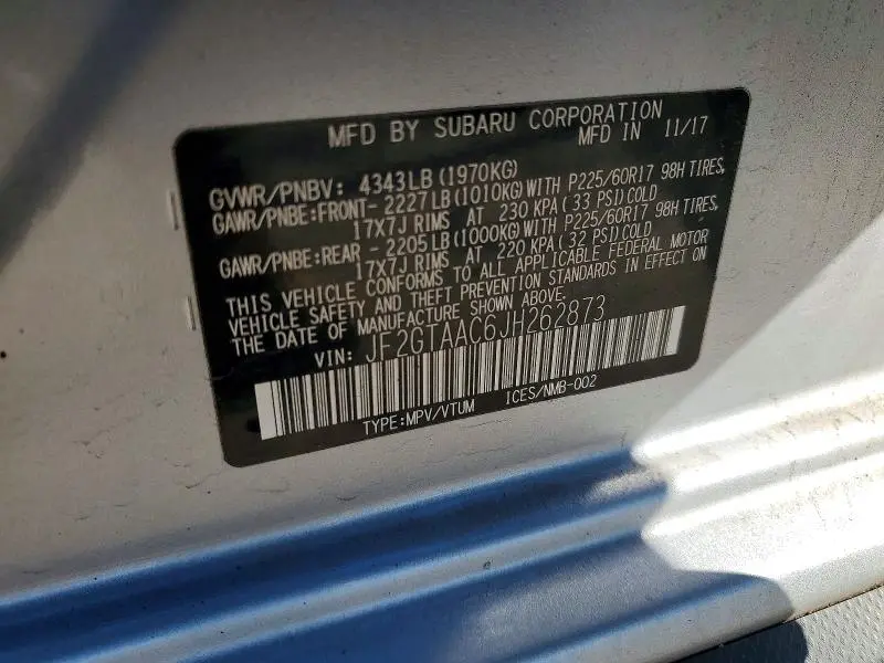 2018 SUBARU CROSSTREK   