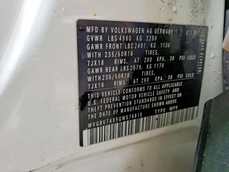 2016 VOLKSWAGEN TIGUAN S  