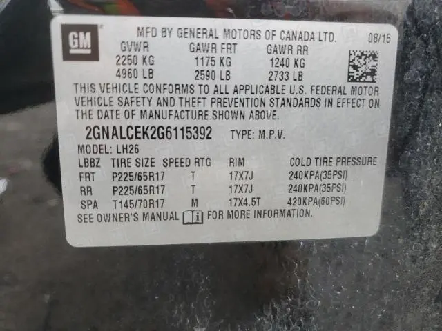 2016 CHEVROLET EQUINOX LT  