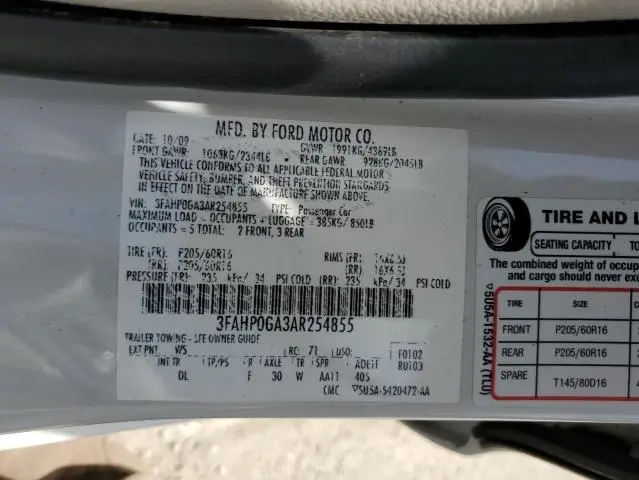 2010 FORD FUSION S