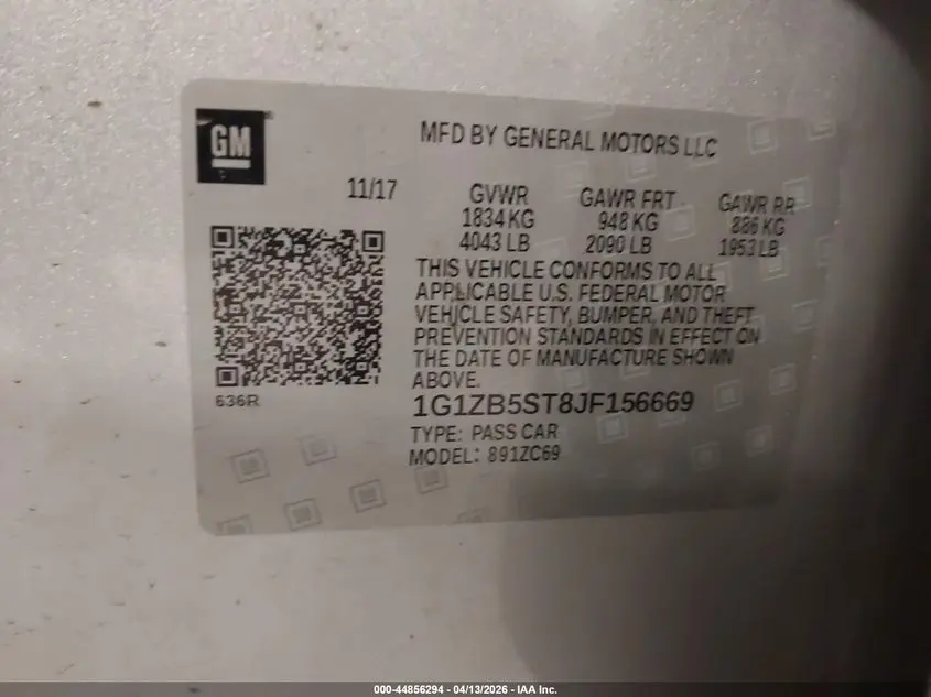 2018 CHEVROLET MALIBU 1LS