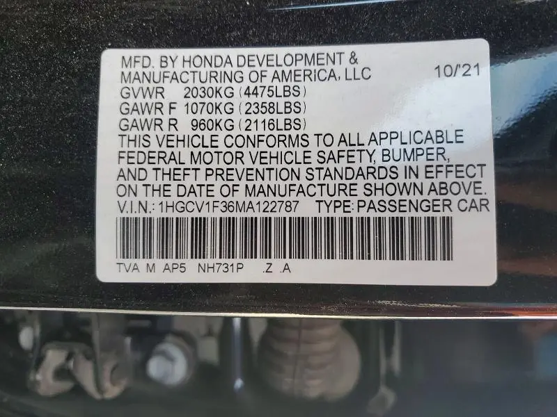2021 HONDA ACCORD SPORT  