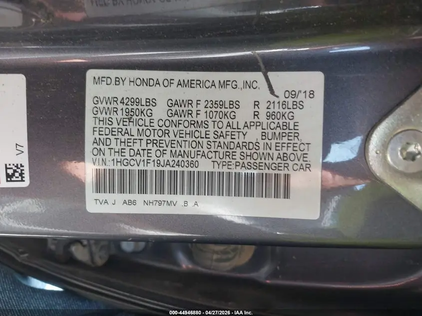 2018 HONDA ACCORD LX