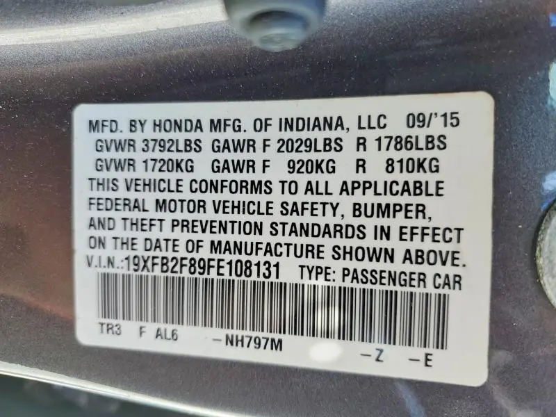 2015 HONDA CIVIC EX  