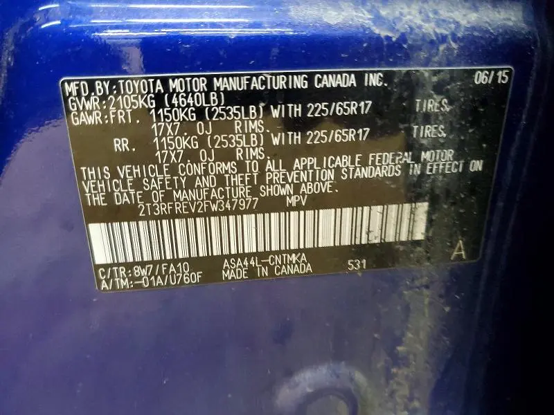 2015 TOYOTA RAV4 XLE  