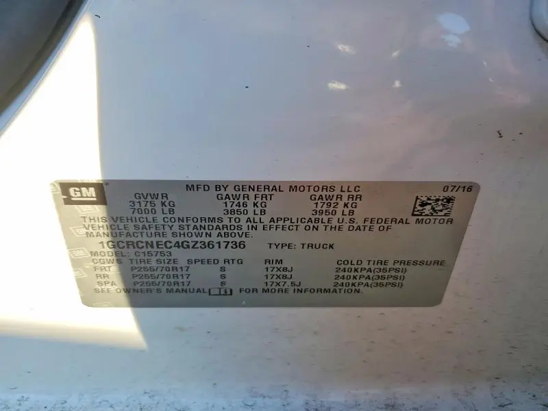 2016 CHEVROLET SILVERADO C1500  