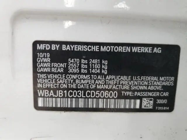 2020 BMW 530XE   