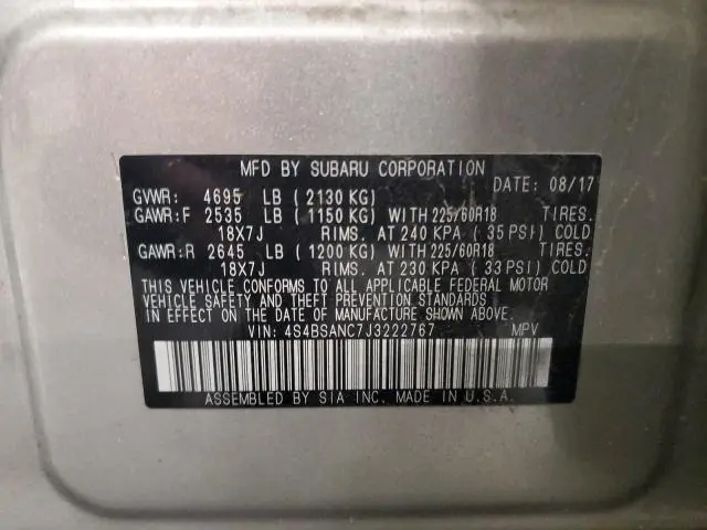 2018 SUBARU OUTBACK 2.5I LIMITED  