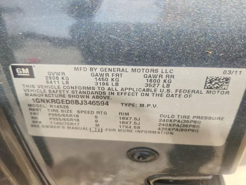 2011 CHEVROLET TRAVERSE LT  